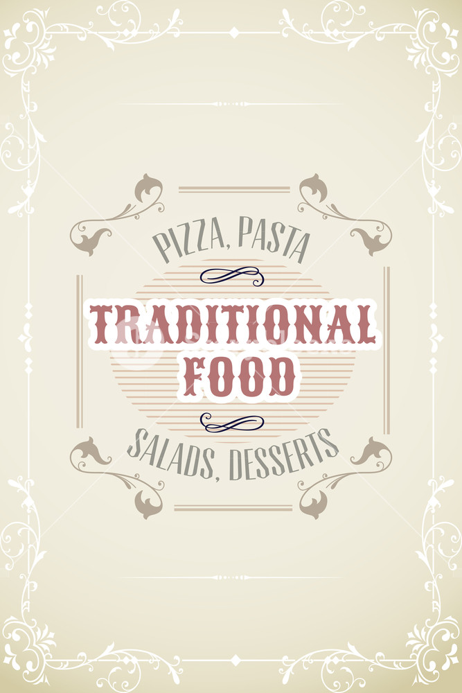 Vector Illustration With Label And Ornaments (editable Text) Royalty