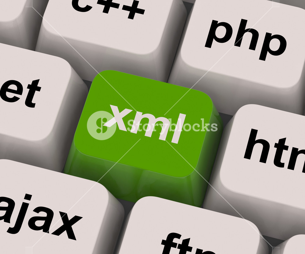Xml Programming Key Shows Extensible Markup Language Royalty-Free Stock ...
